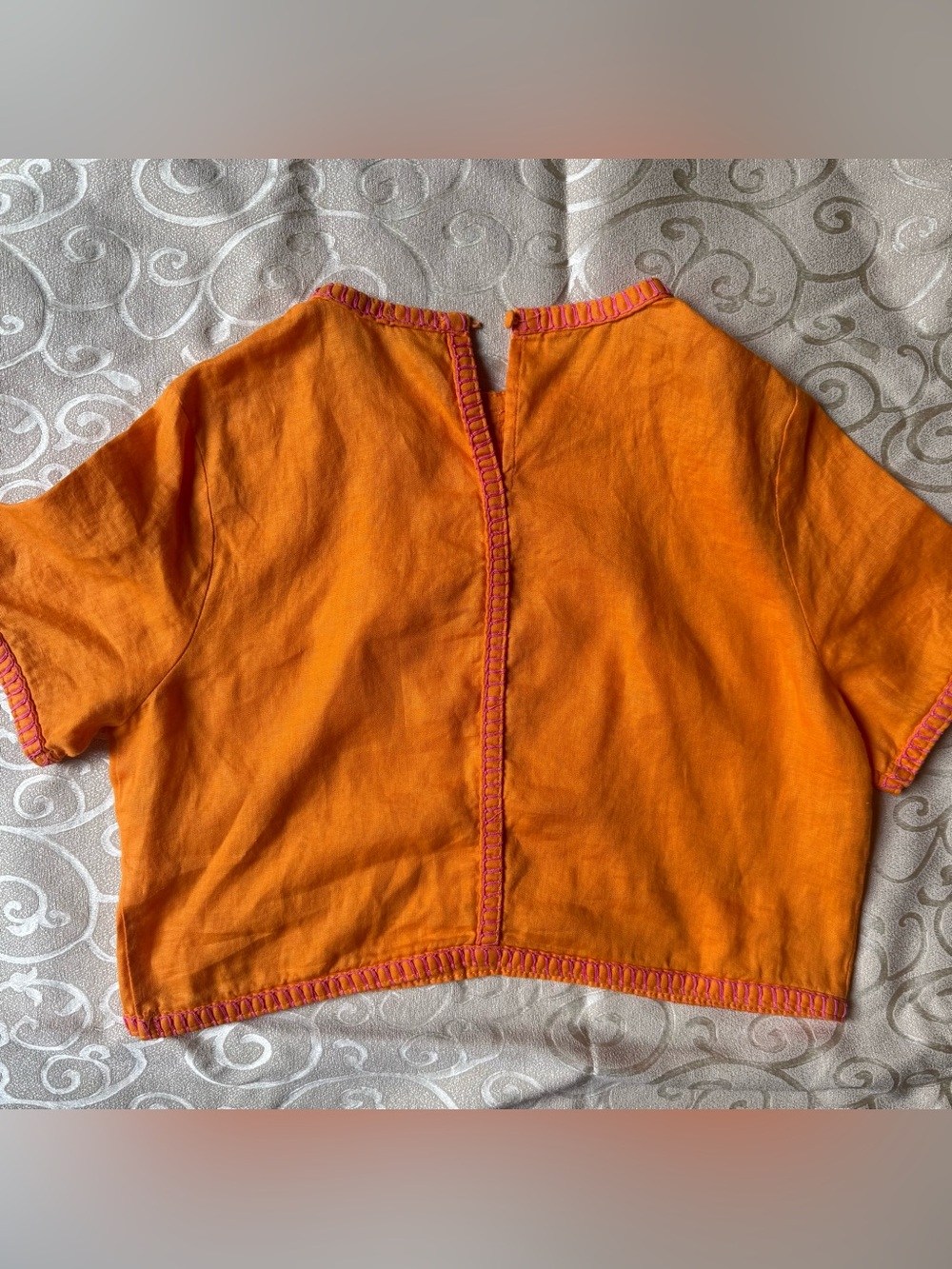 GORGEOUS! 100% linen Magaschoni two-piece cropped blouse and skirt set - Picture 4 of 6